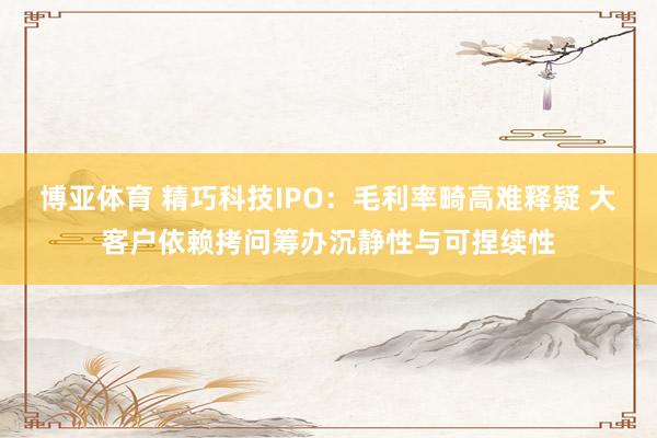 博亚体育 精巧科技IPO：毛利率畸高难释疑 大客户依赖拷问筹办沉静性与可捏续性