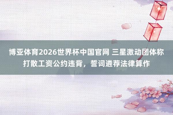 博亚体育2026世界杯中国官网 三星激动团体称打散工资公约违背，誓词遴荐法律算作