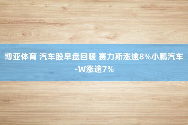 博亚体育 汽车股早盘回暖 赛力斯涨逾8%小鹏汽车-W涨逾7%