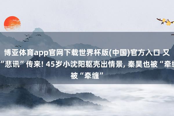 博亚体育app官网下载世界杯版(中国)官方入口 又一“悲讯”传来! 45岁小沈阳躯壳出情景， 秦昊也被“牵缠”