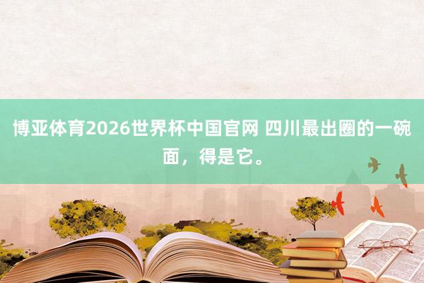 博亚体育2026世界杯中国官网 四川最出圈的一碗面，得是它。
