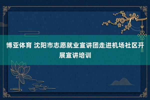 博亚体育 沈阳市志愿就业宣讲团走进机场社区开展宣讲培训