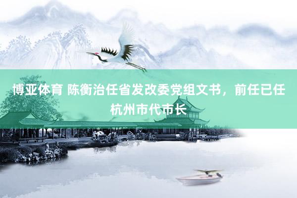 博亚体育 陈衡治任省发改委党组文书，前任已任杭州市代市长