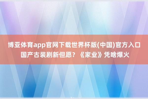 博亚体育app官网下载世界杯版(中国)官方入口 国产古装剧新但愿？《家业》凭啥爆火