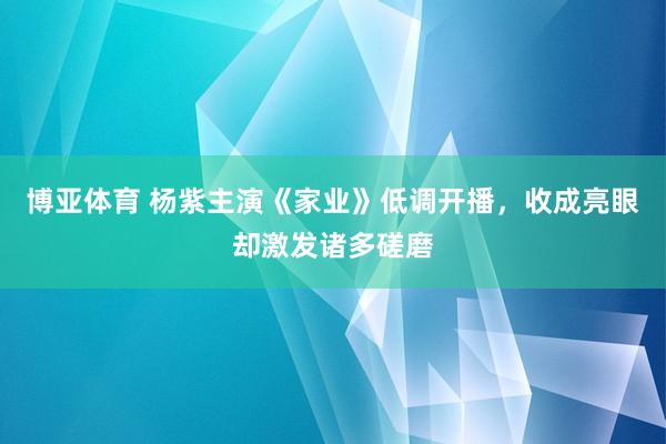 博亚体育 杨紫主演《家业》低调开播，收成亮眼却激发诸多磋磨