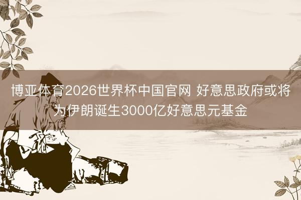 博亚体育2026世界杯中国官网 好意思政府或将为伊朗诞生3000亿好意思元基金