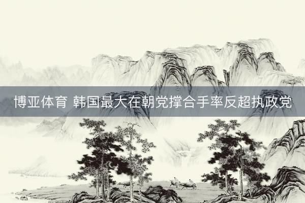 博亚体育 韩国最大在朝党撑合手率反超执政党