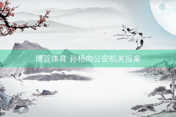 博亚体育 孙杨向公安机关报案