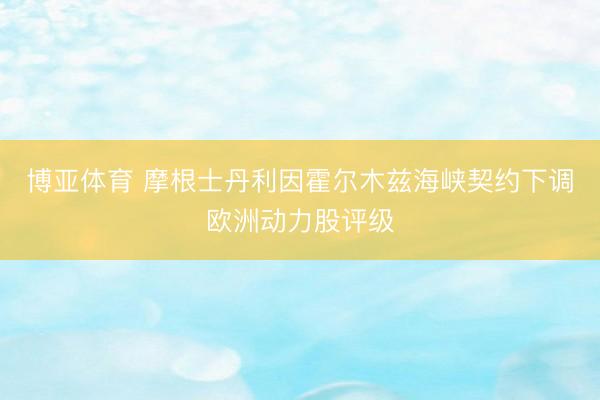 博亚体育 摩根士丹利因霍尔木兹海峡契约下调欧洲动力股评级